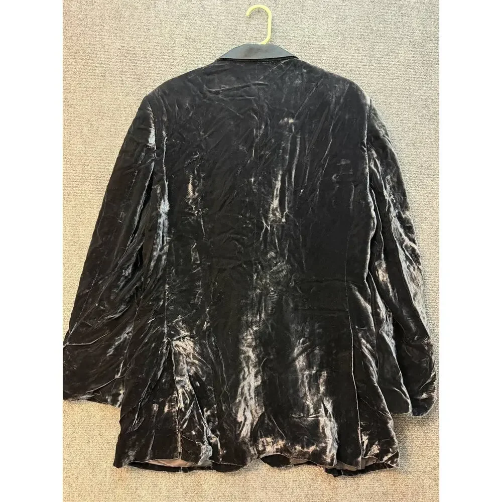 Vintage Gianni Versace Black Blazer Mens Size 52 L Distressed Italy JacketVelour